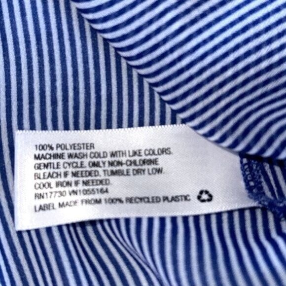 A New Day Blue & White Striped Sleeveless Button-Down Collared Blouse XL 100% Po - Picture 2 of 8
